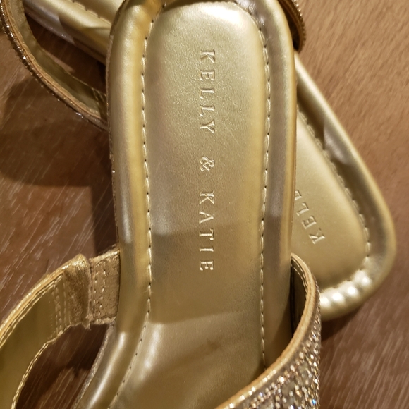 Kelly & Katie Glittering Gold Slide Sandals - Picture 3 of 3